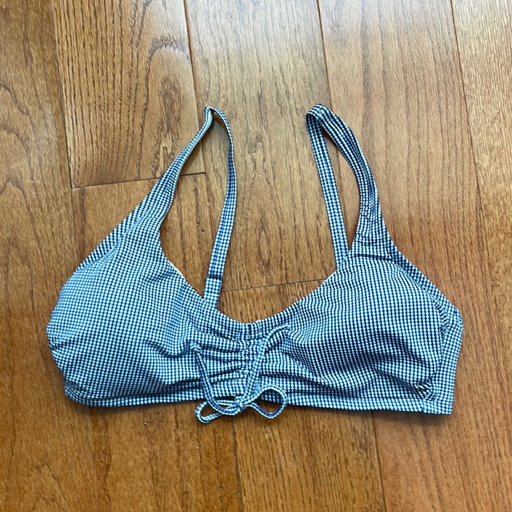 Kona Sol Blue Plaid Womens Bathing Suit Top